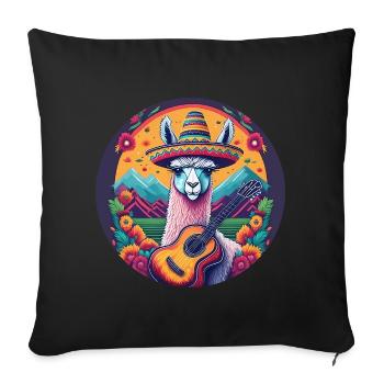 5 de Mayo Party Drinko de Mayo Lama and Guitar - Sofa pillowcase 17,3'' x 17,3'' (45 x 45 cm) - black - Front