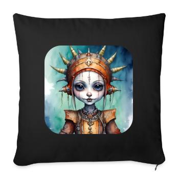 Fille punk gothique cool - Housse de coussin décorative 45 x 45 cm - noir - Devant