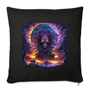 Grinning skull in the universe - Sofa pillowcase 17,3'' x 17,3'' (45 x 45 cm) - black - Front