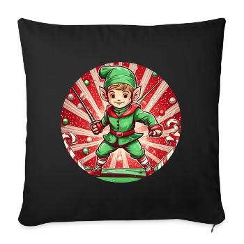 Christmas Elf Fencing - Sofa pillowcase 17,3'' x 17,3'' (45 x 45 cm) - black - Front