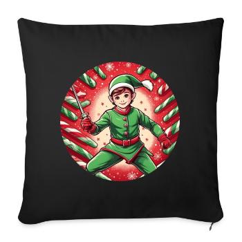 Christmas Elf Fence - Sofa pillowcase 17,3'' x 17,3'' (45 x 45 cm) - black - Front