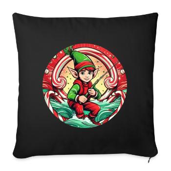 Pêche aux elfes de Noël - Housse de coussin décorative 45 x 45 cm - noir - Devant
