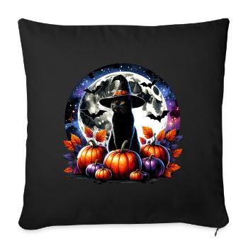 Chat effrayé, pas de friandises, juste des tours d’Halloween - Housse de coussin décorative 45 x 45 cm - noir - Devant