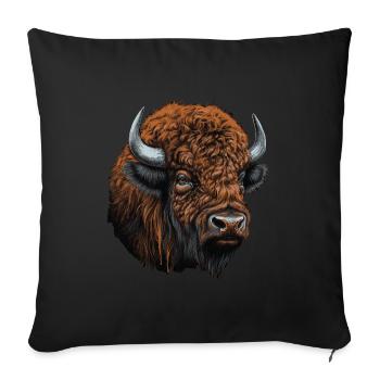 Amerikanischer Bison - Sofakissenbezug 45 x 45 cm - Schwarz - Vorne