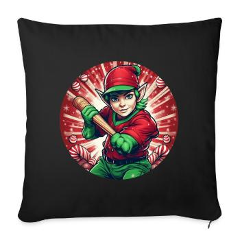 Christmas Elf baseball - Sofa pillowcase 17,3'' x 17,3'' (45 x 45 cm) - black - Front