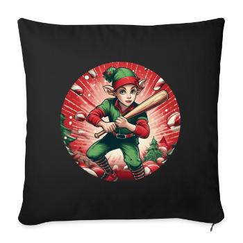 Christmas Elf baseball - Sofa pillowcase 17,3'' x 17,3'' (45 x 45 cm) - black - Front