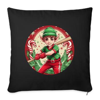Christmas Elf baseball - Sofa pillowcase 17,3'' x 17,3'' (45 x 45 cm) - black - Front