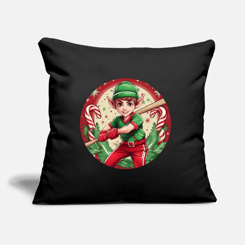 Baseball elfe de Noël Housse de coussin décorative 45 x 45 cm
