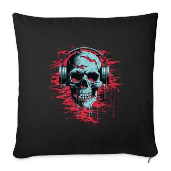 Zombie Skull Disc Jockey - Housse de coussin décorative 45 x 45 cm - noir - Devant