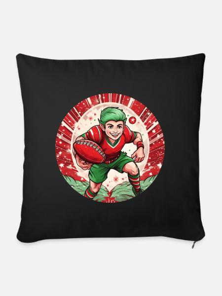 Christmas Elf Rugby - Sofakissenbezug 45 x 45 cm - Schwarz