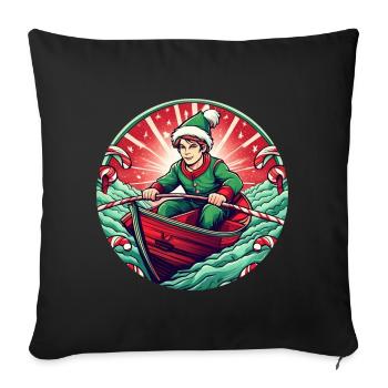 Christmas Elf Rowing - Sofa pillowcase 17,3'' x 17,3'' (45 x 45 cm) - black - Front