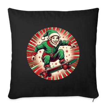 Christmas Elf Skateboarding - Sofa pillowcase 17,3'' x 17,3'' (45 x 45 cm) - black - Front