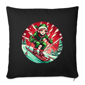 Christmas Elf Skiing - Sofa pillowcase 17,3'' x 17,3'' (45 x 45 cm) - black - Front