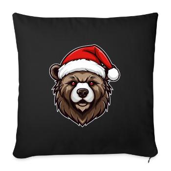 Christmas teddy bear in a bad mood - Sofa pillowcase 17,3'' x 17,3'' (45 x 45 cm) - black - Front