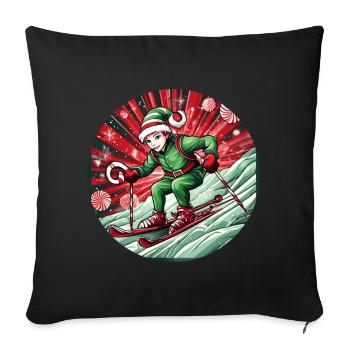 Christmas Elf Skiing - Sofa pillowcase 17,3'' x 17,3'' (45 x 45 cm) - black - Front