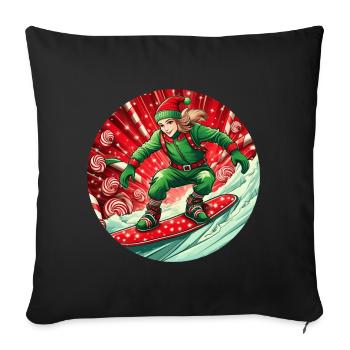 Christmas Elf Snowboarding - Sofa pillowcase 17,3'' x 17,3'' (45 x 45 cm) - black - Front