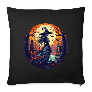 Gruseliges Halloween-partykostüm Hexe - Housse de coussin décorative 45 x 45 cm - noir - Devant