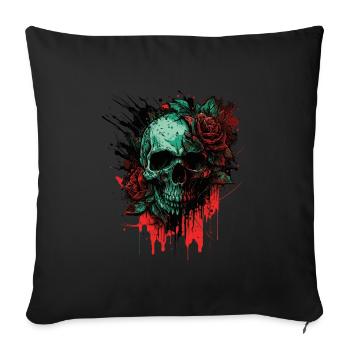 Flower Skull - Sofa pillowcase 17,3'' x 17,3'' (45 x 45 cm) - black - Front