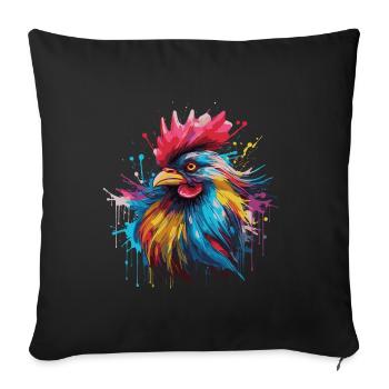 A proud rooster - Sofa pillowcase 17,3'' x 17,3'' (45 x 45 cm) - black - Front