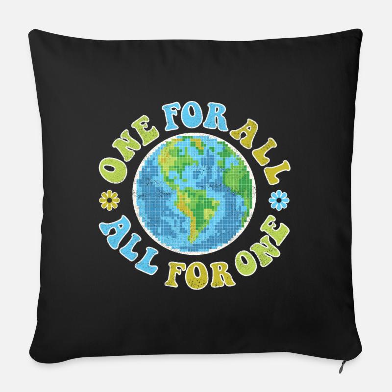 one for all, all for one - retro - Sofa pillowcase 17,3'' x 17,3'' (45 x 45 cm) - black