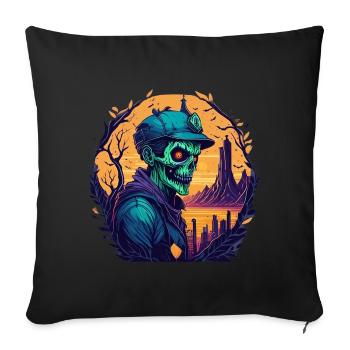 Gruseliges Halloween-partykostüm Zombie - Housse de coussin décorative 45 x 45 cm - noir - Devant