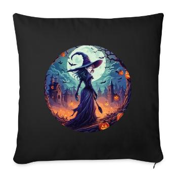 Gruseliges Halloween-partykostüm Hexe - Housse de coussin décorative 45 x 45 cm - noir - Devant
