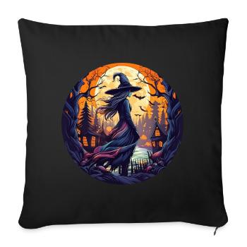 Gruseliges Halloween-partykostüm Hexe - Housse de coussin décorative 45 x 45 cm - noir - Devant