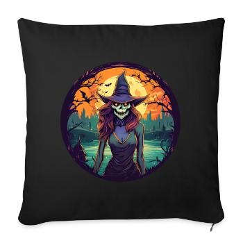Gruseliges Halloween-partykostüm Hexe - Housse de coussin décorative 45 x 45 cm - noir - Devant