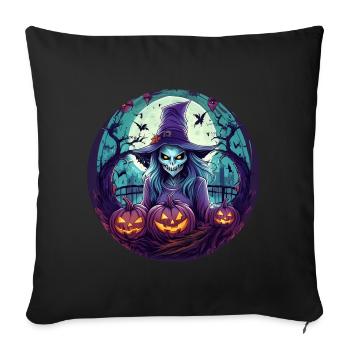 Gruseliges Halloween-partykostüm Hexe - Housse de coussin décorative 45 x 45 cm - noir - Devant