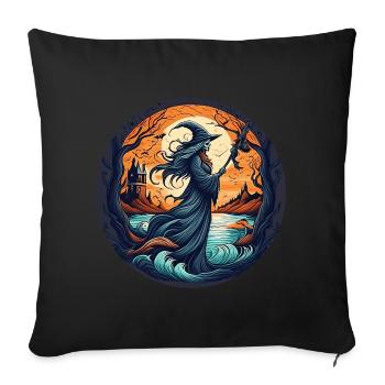 Gruseliges Halloween-partykostüm Hexe - Housse de coussin décorative 45 x 45 cm - noir - Devant