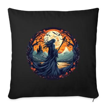 Gruseliges Halloween-partykostüm Hexe - Housse de coussin décorative 45 x 45 cm - noir - Devant