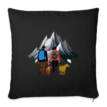 Hiking and Dogs Outdoor Hiker Pet Couple - Sofa pillowcase 17,3'' x 17,3'' (45 x 45 cm) - black - Front