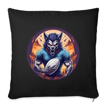 Gruseliges Halloween-partykostüm Werwolf Rugby - Housse de coussin décorative 45 x 45 cm - noir - Devant