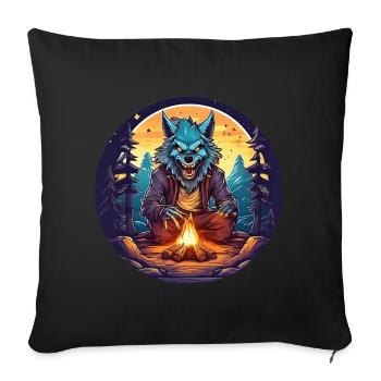 Gruseliges Halloween-partykostüm Werwolf Camping - Housse de coussin décorative 45 x 45 cm - noir - Devant