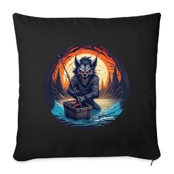 Creepy Halloween Party Costume Werewolf Fishing - Sofa pillowcase 17,3'' x 17,3'' (45 x 45 cm) - black - Front