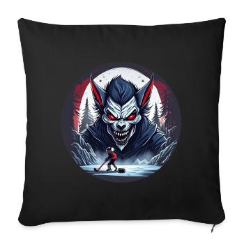 Effrayant costume de fête d’Halloween loup-garou hockey sur glace - Housse de coussin décorative 45 x 45 cm - noir - Devant