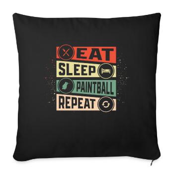 Manger Dormir Paintball Répéter Joueur Tactique Paintba - Housse de coussin décorative 45 x 45 cm - noir - Devant