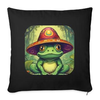Psychedelic Frog I - Sofa pillowcase 17,3'' x 17,3'' (45 x 45 cm) - black - Front