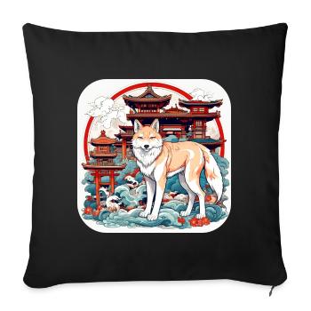 Asiatischer Fuchs - Sofakissenbezug 45 x 45 cm - Schwarz - Vorne