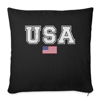 ÉQUIPE Bannière du drapeau américain des États-Unis en cours d’écriture - Housse de coussin décorative 45 x 45 cm - noir - Devant