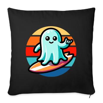 Ghost Surfing Vintage Sunset - Sofa pillowcase 17,3'' x 17,3'' (45 x 45 cm) - black - Front