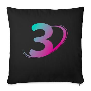 Number 3 multicolor - Sofa pillowcase 17,3'' x 17,3'' (45 x 45 cm) - black - Front
