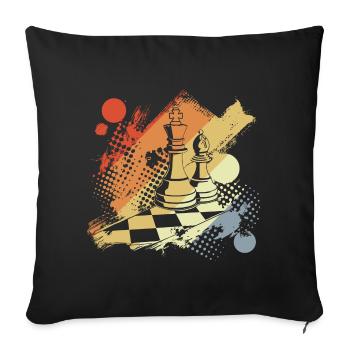 Chess queen and king - Sofa pillowcase 17,3'' x 17,3'' (45 x 45 cm) - black - Front