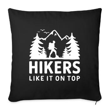 Randonneurs Randonnée Montagne Forêts Nature - Housse de coussin décorative 45 x 45 cm - noir - Devant