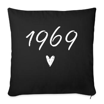 1969 coeur anniversaire - Housse de coussin décorative 45 x 45 cm - noir - Devant