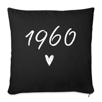 1960 coeur anniversaire - Housse de coussin décorative 45 x 45 cm - noir - Devant
