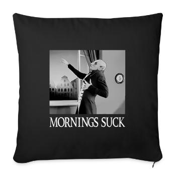 Matins Suce Drôle Halloween Vampire Jeu de mots Graphique - Housse de coussin décorative 45 x 45 cm - noir - Devant