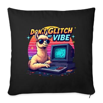 Don't Glitch my Vibe - Retro Gaming Alpaca - Sofa pillowcase 17,3'' x 17,3'' (45 x 45 cm) - black - Front