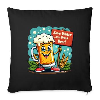 SAVE WATER DRINK BEER - BIERKRUG - Sofakissenbezug 45 x 45 cm - Schwarz - Vorne