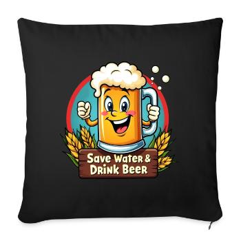 SAVE WATER DRINK BEER - Chope à bière - Housse de coussin décorative 45 x 45 cm - noir - Devant